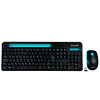 KIT TECLADO Y MOUSE - TECHZONE - TZ20COMB02-INA - INALAMBRICO USB A - BATERIAS AA/AAA - RANURA SOPORTE PARA MOVIL 8 PULGADAS.